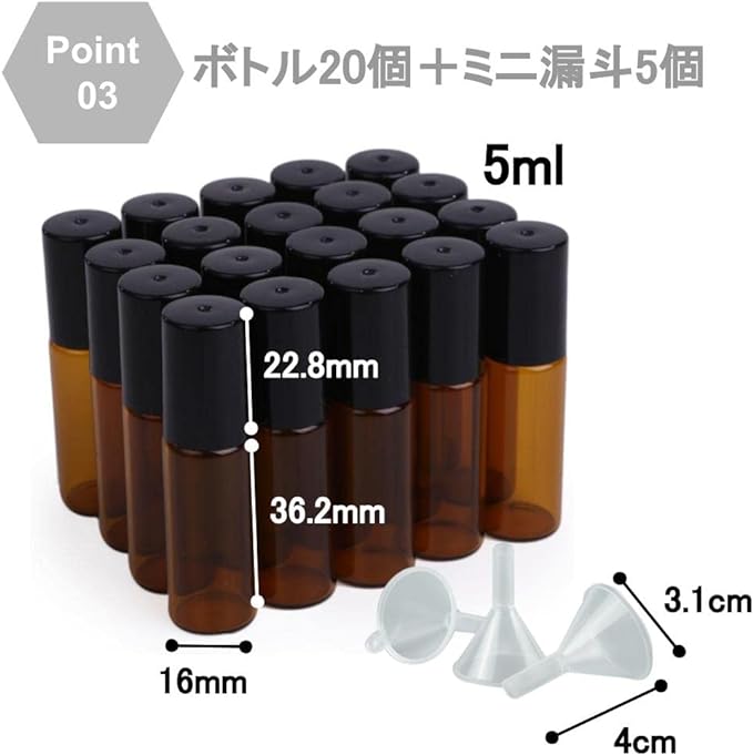 Chocople Roll On Bottle Light Filtering Jar Atomizer Set of 20 with 5 Funnels (5ml) - NewNest Australia