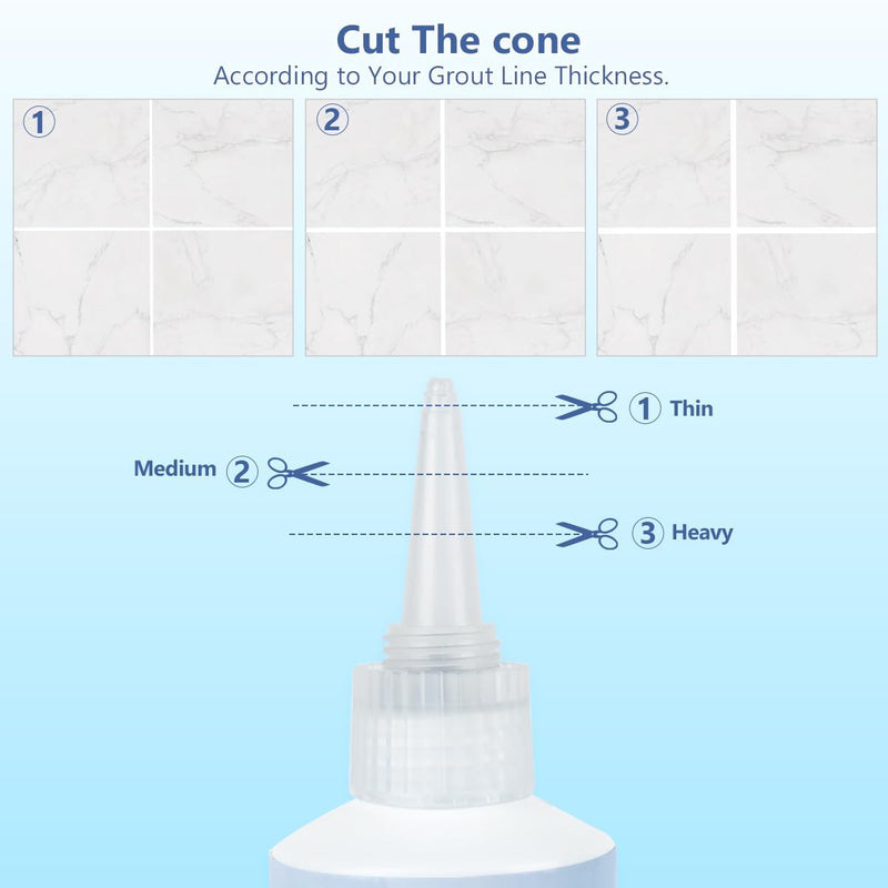 17.64 oz Tile Grout Repair Kit - Grout Filler, Fast Drying Sealer Waterproof Paint with Silicone Trowel Scraper, Restore & Renew Bathroom Shower Kitchen Floor Tile Joints, Line, Gaps (White) White