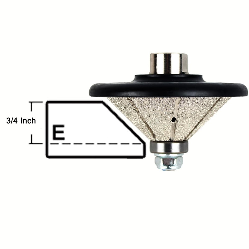 Raizi E20(3/4") 20mm 45 Degree Bevel Edge Diamond Hand Profile Wheel/Router Bits with 5/8-11 Thread for Granite Countertop E20(3/4")