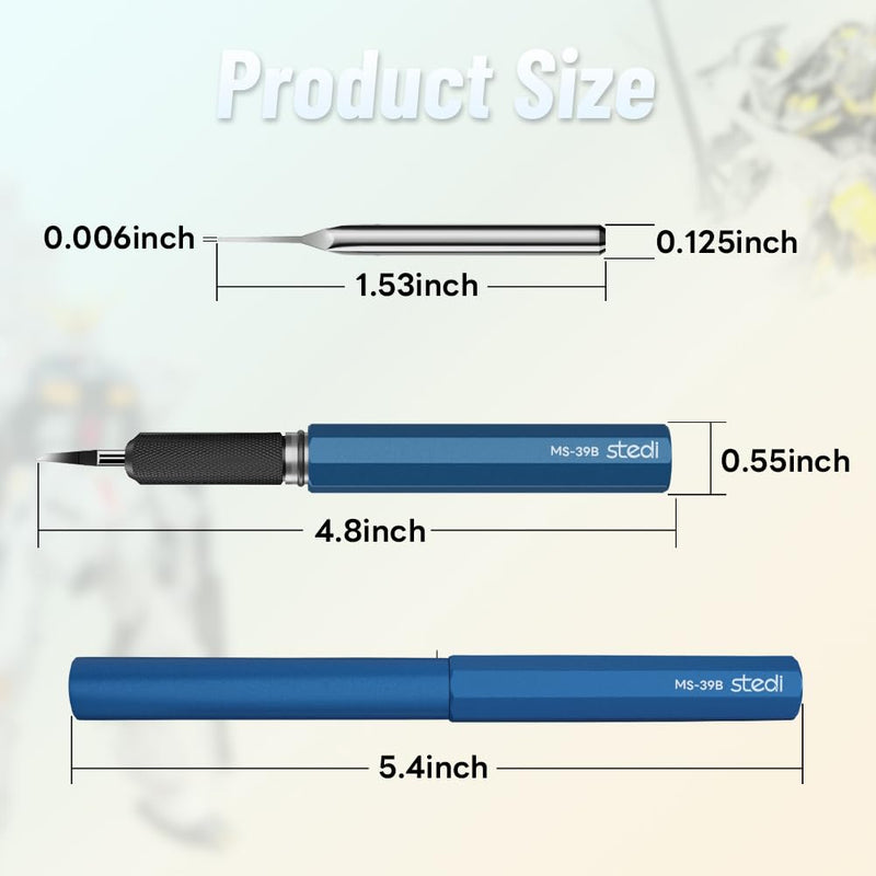 stedi Model Scriber Chisel,Tungsten steel Blades 0.15mm,for Modeling Hobby,RG Scale Model,Gundam Model Kit,for Scribing line, Engraved,Panel line,Resin,Blue Blue+0.15mm