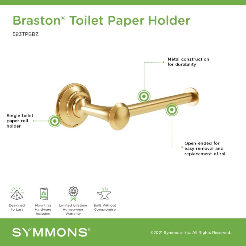Symmons Braston Wall Mounted Toilet Paper Holder in Brushed Bronze - 583TPBBZ