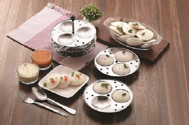 Indian Idli 4 Plates Stainless Steel Idli Stand (12 idly Maker Stand Kitchen Tool, Silver) Indian Kitchen Item Pack Of 1