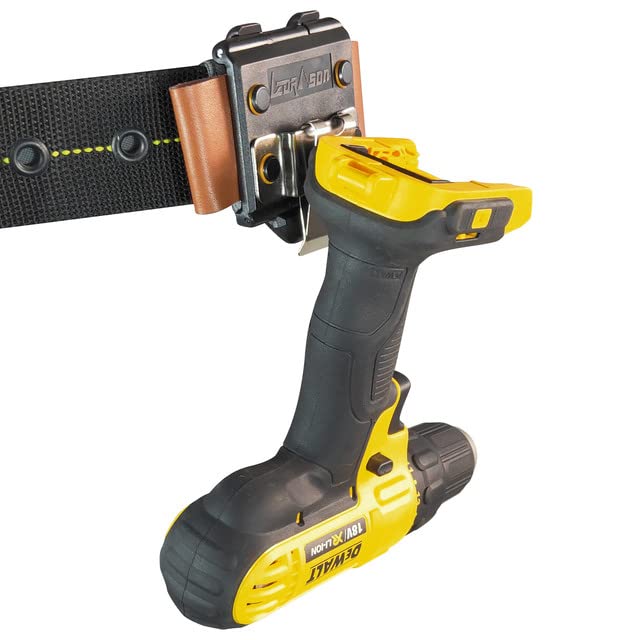 Tape Measure Holder, Drill Holster, Tactical Cordless Tool Belt Clip Holder, Holster with Belt Clip Hook,Small Electrician Tool Pouch with Clip Holster. Black Drill Holder with leather Pen holder
