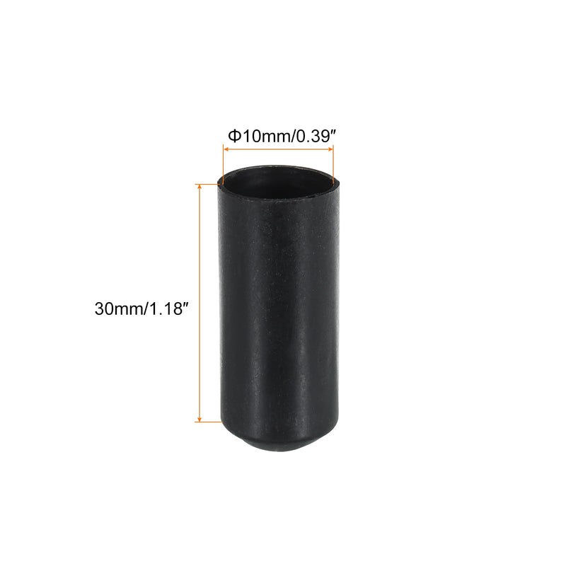 MECCANIXITY 10Pcs Heat Shrink End Cap 10mm ID x 30mm L 1.5:1 Ratio Heat Shrink Tubing Caps Lined Sealed Waterproof Adhesive for Electrical Wire Cable, Black 10