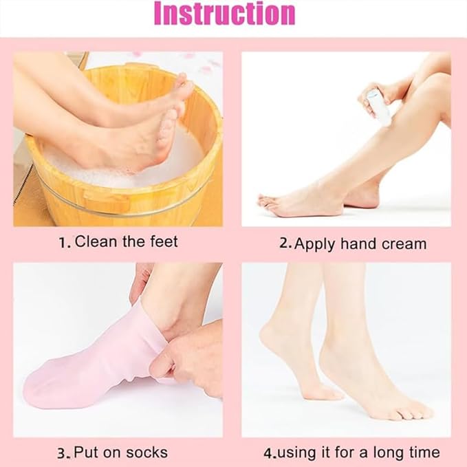 Silicone Socks, Moisturizing Gel Socks, Heel Care, Socks, Moisturizing, Exfoliating Care, Prevents Cracks, Prevention, Protection, Pain Relief, Stretch, Cracking, Cracking, Unisex, White - NewNest Australia
