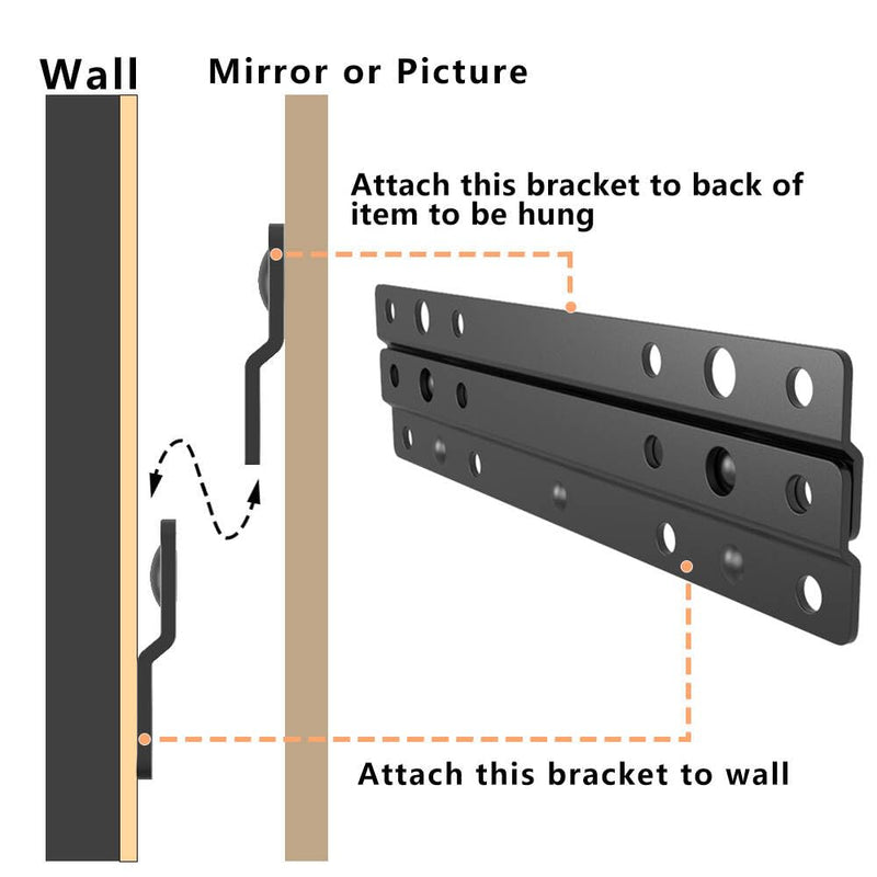 Heavy-Duty Z Interlocking 6 inches French Cleat Hanger, 4 Pairs | Metal Wall Mounting Z Bracket for Hanging Picture, Mirror, Whiteboard, Cabinet, Shelf in office, galleries (4, 6 Inches) 6 Inch