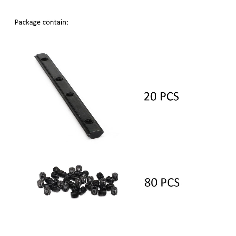 20Pcs 2020 Aluminum Extrusion T Slot Corner Bracket Extruded Hardware Straight Line Connector with Screw for 20 Series Black 20/20 80 20 2040 T V Slot Aluminum Profile Length Fasteners 20Pcs Straight Bracket with Screw