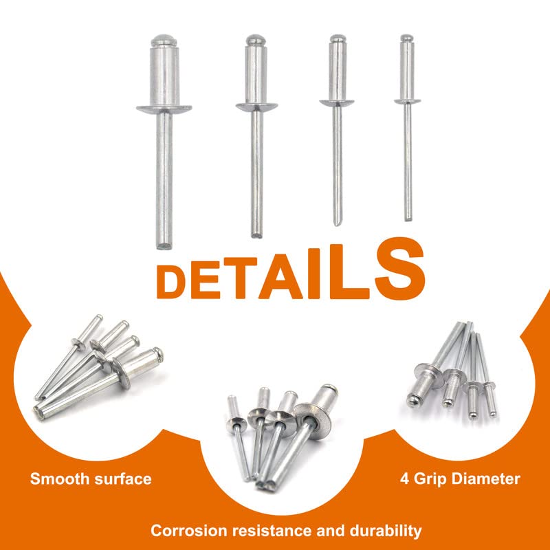 ISPINNER 100pcs 3/16" x 3/4" Aluminum Blind Rivets, 4.8 x 19mm Pop Rivets, Pack of 100 (Silver) 3/16" x 3/4"