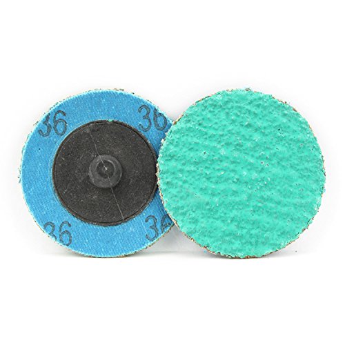 BHA Green Zirconia with Grind Aid Quick Change Sanding Discs Type R Male Roll On, 2" (36 Grit) - 25 Pack 36 Grit