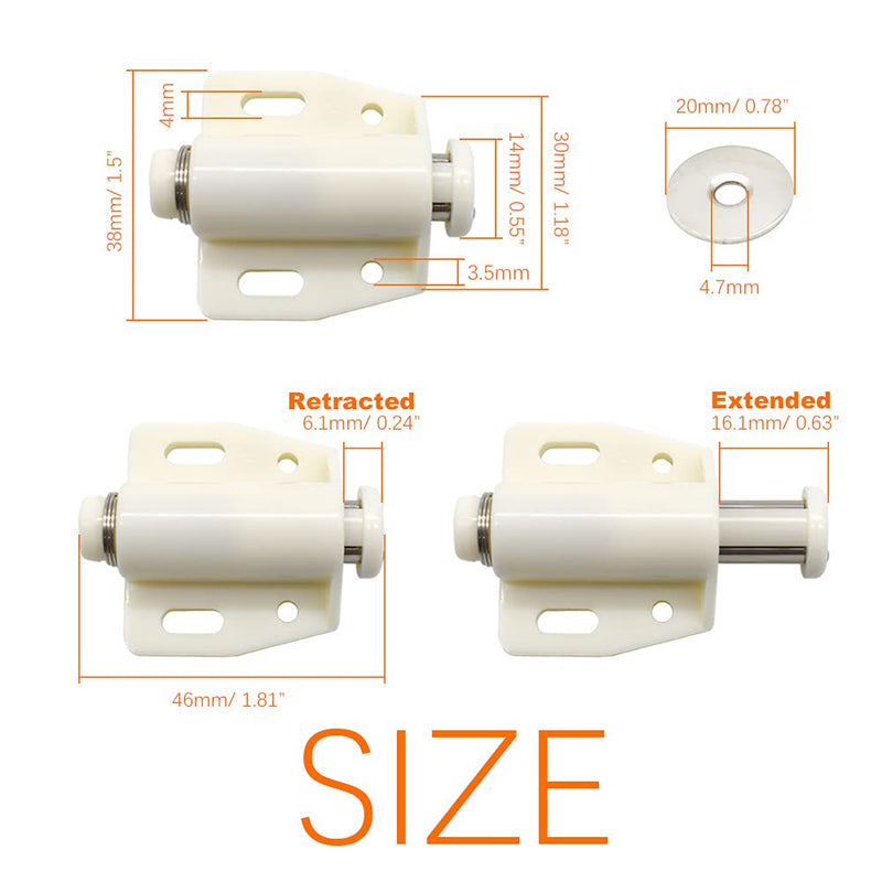 12Pack Magnetic Touch Push to Open Door Latch for Heavy Duty Door Push Release Latch Kitchen Drawer Push Catch Pop Out Latch Kitchen Closet Door Closing (White) White