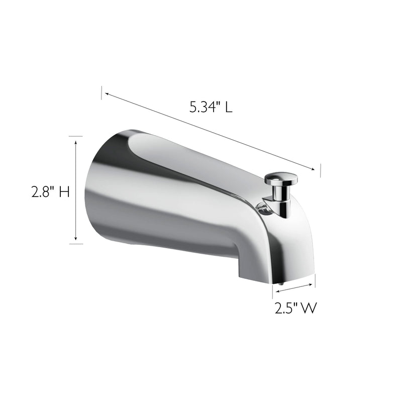 Design House 522912 Slip-On Pull-Up Wall Mount Tub Diverter Spout, Polished Chrome Slip On