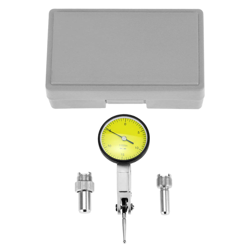 QWORK Dial Test Indicator, Narrow Area Measurement 3/8'' and 5/32'' Steel Dovetail Clamps, 0.030" Test Indicator 0. 0005" GR Dial Reading 0-15-0