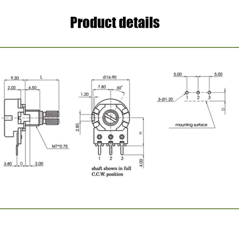 Comimark 10Pcs WH148 Type B10K Ohm Linear Taper Rotary Potentiometer Panel Pot 3 Pin