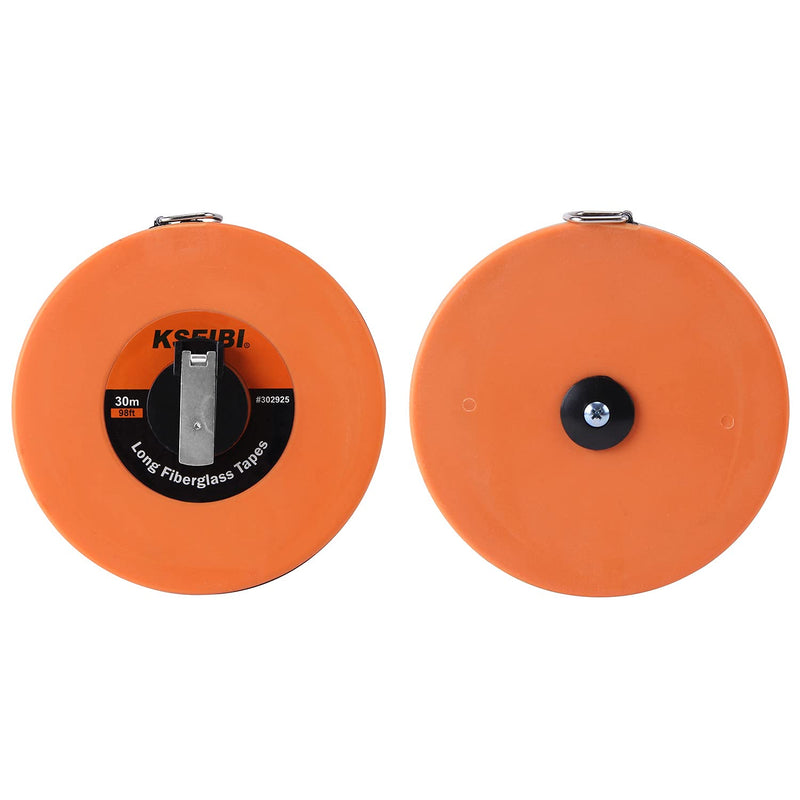 KSEIBI 302925 Long Fiberglass Tape Measure Double Face Printing Inch/Metric for Construction Work (100ft / 30m) 100ft / 30m