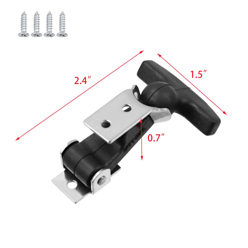 Coshar 2Pcs Stainless Steel Flexible Drawer Latches Rubber Flexible T-Handle Hasp Draw Latch with Brackets for Tool Cabinet,Hood or Vehicle Engine 2.4 inch