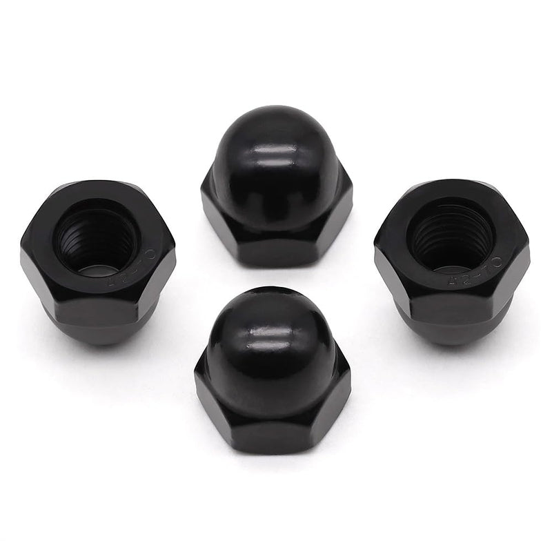 #8-32 (50 Pack) Stainless Steel Cap Nuts, Acorn Cap Dome Head Nuts US Standard, Stainless Steel 304 (18-8), UNC Coarse Thread, Black Coated #8-32 50
