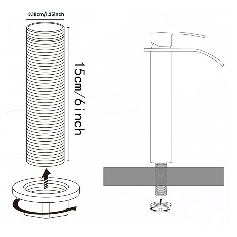 Faucet Nipple with Locking Nut and Washers 6 inch Extra Length Shank Nuts Faucet Tap Extension Threaded Pipe Mounting Hardware Part 15cm 6INCH