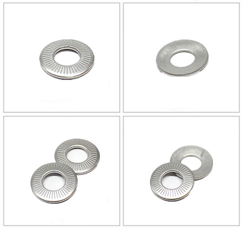 175Pcs Metric 304 Stainless Steel Serrated Conical Spring Washer/Conical knurled Spring Washer/Belleville Washer Assortment Kit- 7 Size: M3 M4 M5 M6 M8 M10 M12