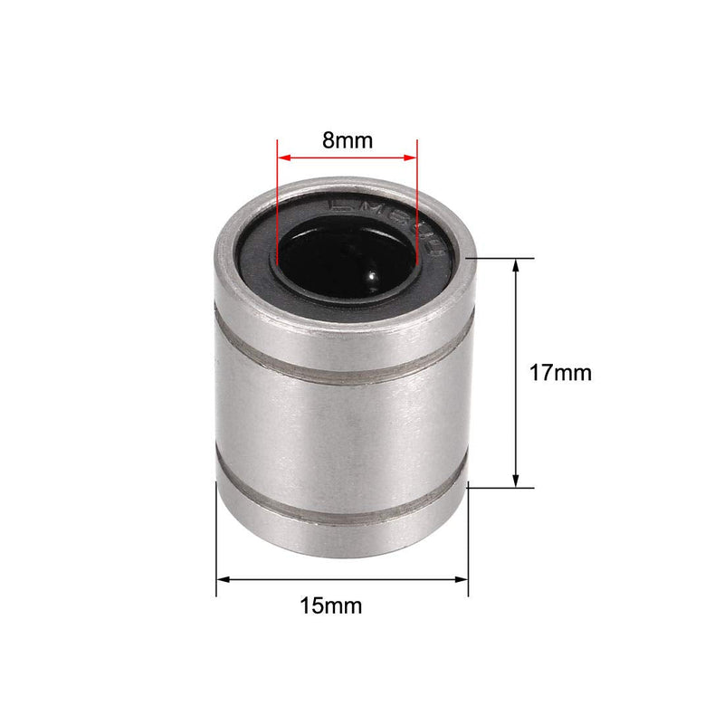uxcell LM8SUU Linear Ball Bearings 8mm Bore 15mm OD 17mm Length for CNC Machine 3D Printer 4pcs 8mmx15mmx17mm 4