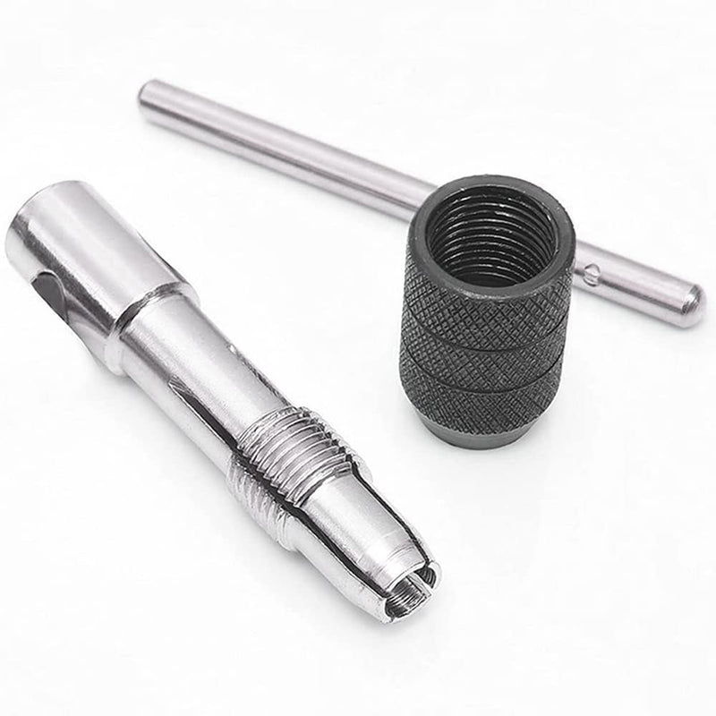Mesee 6 Pcs Tap Wrench Tool Set, Adjustable T-Handle Ratchet Tap Holder Wrench Machine Screw Thread Metric Plug T-Taps with M3 M4 M5 M6 M8 Taps for Metal/Aluminum/Plastic/Wood