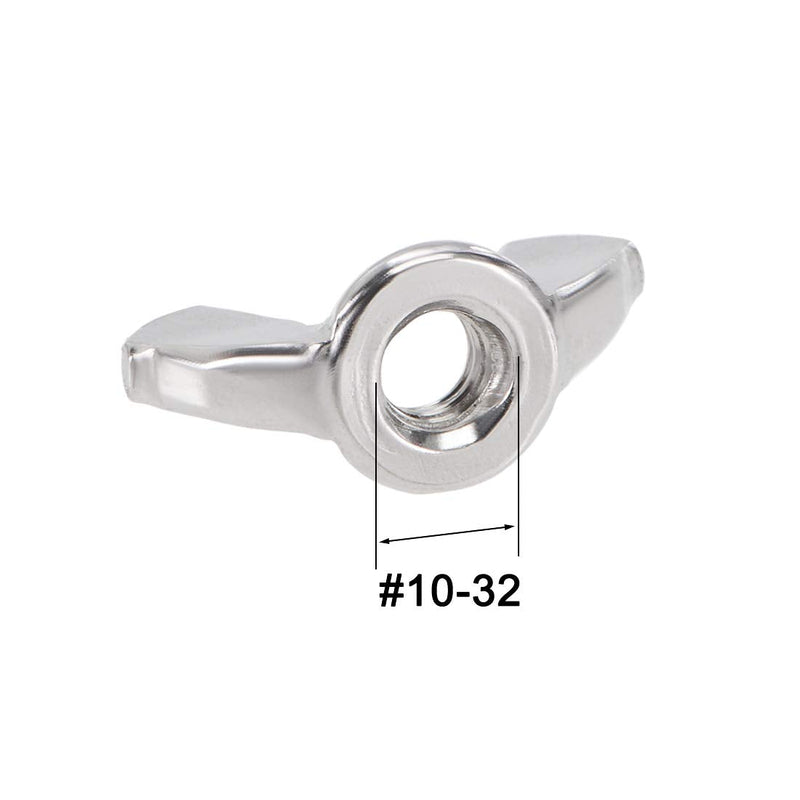 uxcell #10-32 Wing Nuts 304 Stainless Steel Shutters Butterfly Nut Hand Twist Tighten Fasteners Parts 10pcs