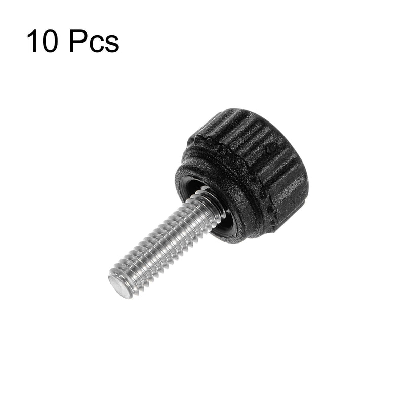 HARFINGTON 10pcs Knurled Clamping Knobs Thumb Screws M4 x 12mm Metric Male Thread 13mm Matte Plastic Head 304 Stainless Steel Stud Hand Threaded Knob Thumbscrew Handle, Black M4 x 12mm x 13mm