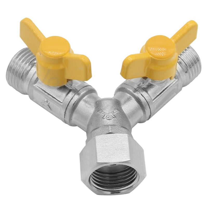 Joywayus Nickel Plated Brass G1/2" 3 Way Shower Diverter Valve, Y Shape Water Diverter Shut-Off Valve Adapter, for Shower Hose and Showerhead
