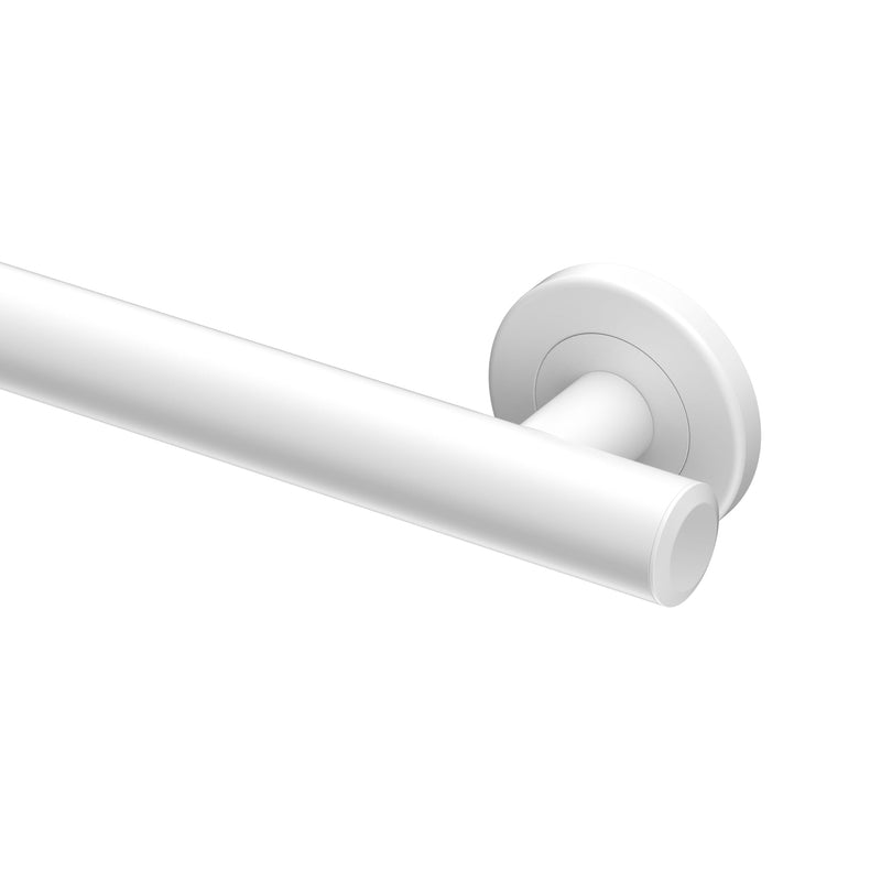 Gatco 854W Latitude II 24-Inch Grab Bar, ADA Compliant Wall Mounted Stainless Steel Bathroom 24" Safety Grab Bar, Matte White 24 Inch