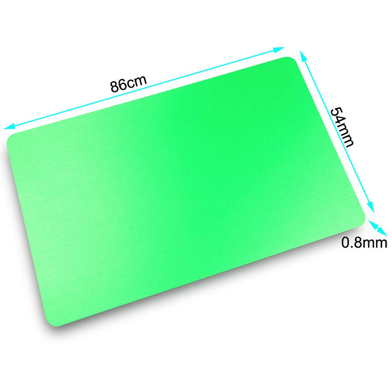 Metal Business Cards Anodized Aluminum Plaque Plate 86X54X0.8mm (Green, Blank,10PCS) Green, Blank,10PCS