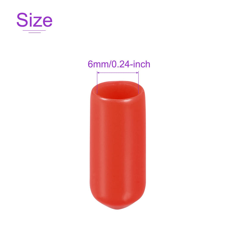 DMiotech 80 Pack 1/4"(6mm) ID Red Screw Thread Protectors Rubber End Caps Bolt Covers for Screw Bolt Furniture Pipe 1/4"