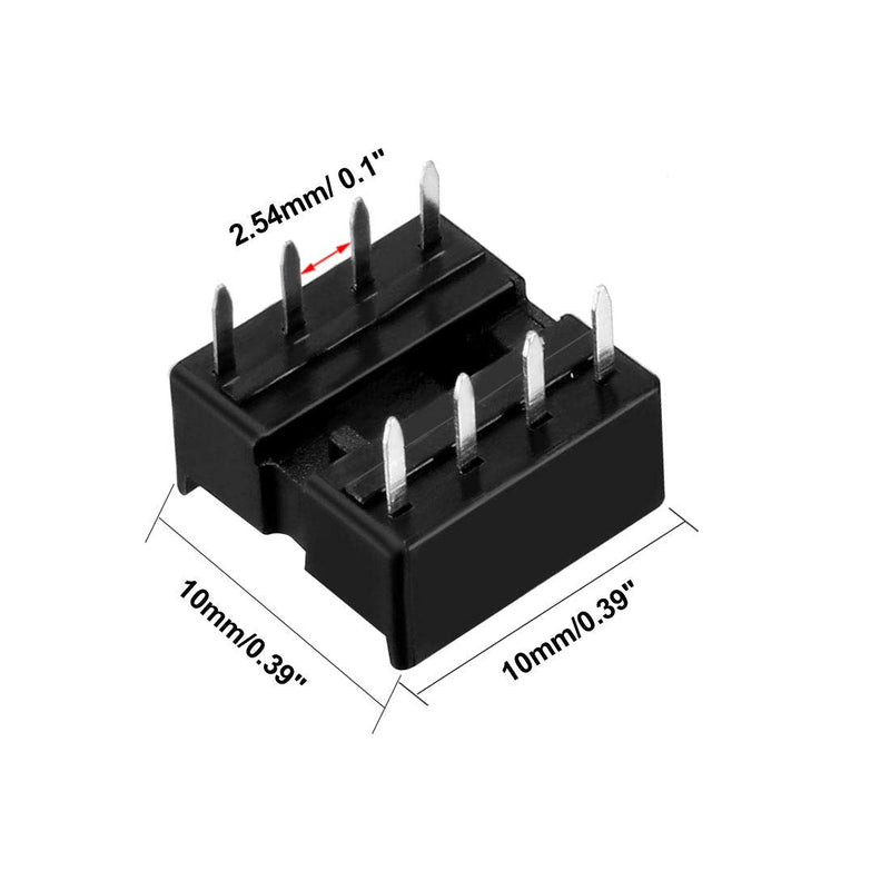 uxcell 10pcs DIP IC Chip Socket Adaptor 2.54mm Pitch 7.6mm Row Pitch 2 Row 8 Flat Pins Soldering