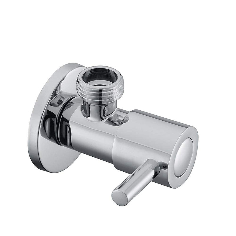 Earl Diamond Modern Solid Brass Angle Stop Valve Shut Off Quarter Turn Water Bathroom Shower Plumbing Commercial 1/2 inch Male IPS G1/2 Round Handle (Polished Chrome)
