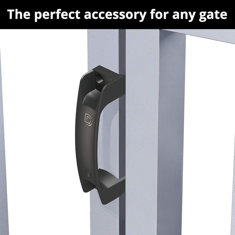 D&D TECHNOLOGIES LL3GH Gate Handle, Reversible for Right or Left Handing, Side-Fixing Legs Provide Easy Alignment & Added Strength, for Any Square Post Gate Black