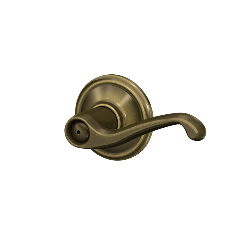 Schlage F40 FLA 609 Flair Door Lever, Bed & Bath Privacy Lock, Antique Brass Standard