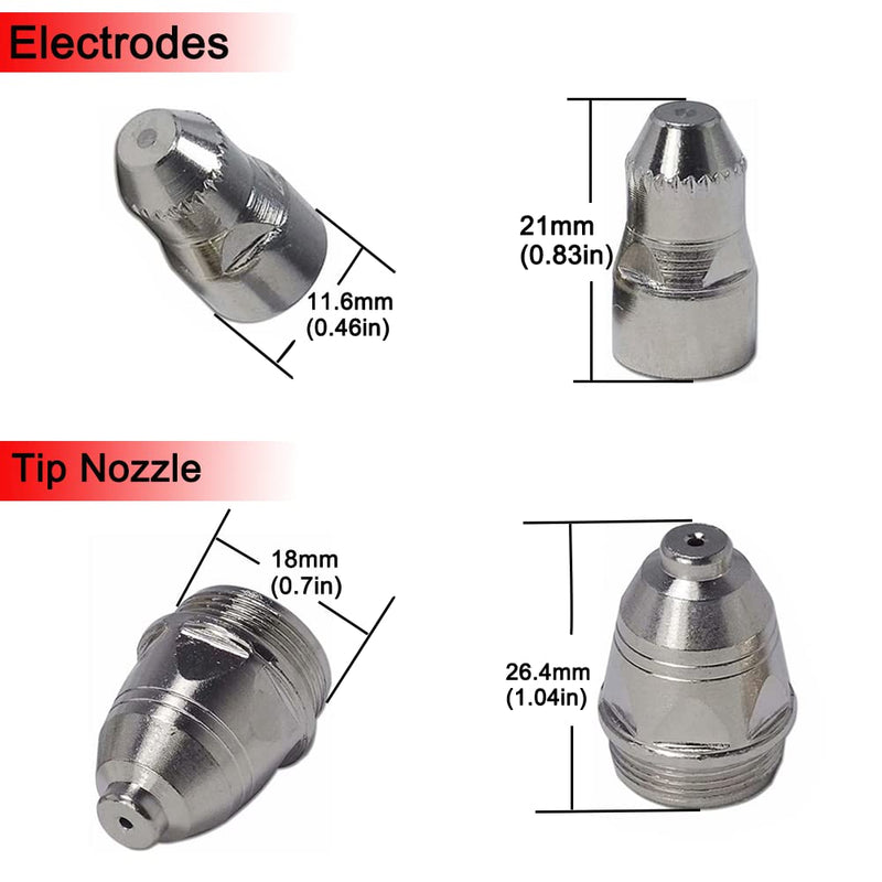 Plasma Cutter Consumables 50PCS P80 Plasma Cutting Accessories For Pilot Arc Non-touch Plasma Cutter Torch Gun P80 Electrode Nozzle Tip Cup 50PCS P80 50PCS