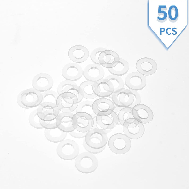 50 Pack M5 Nylon Washers Clear Flat Washer, 5mm ID 10mm OD 1mm Thickness Faucet Plastic Gasket, Metric Transparent Gasket Sealing Washer Spacer Flat Hose Washer for Water Pipe Water Hose M5x10mmx1mm 50