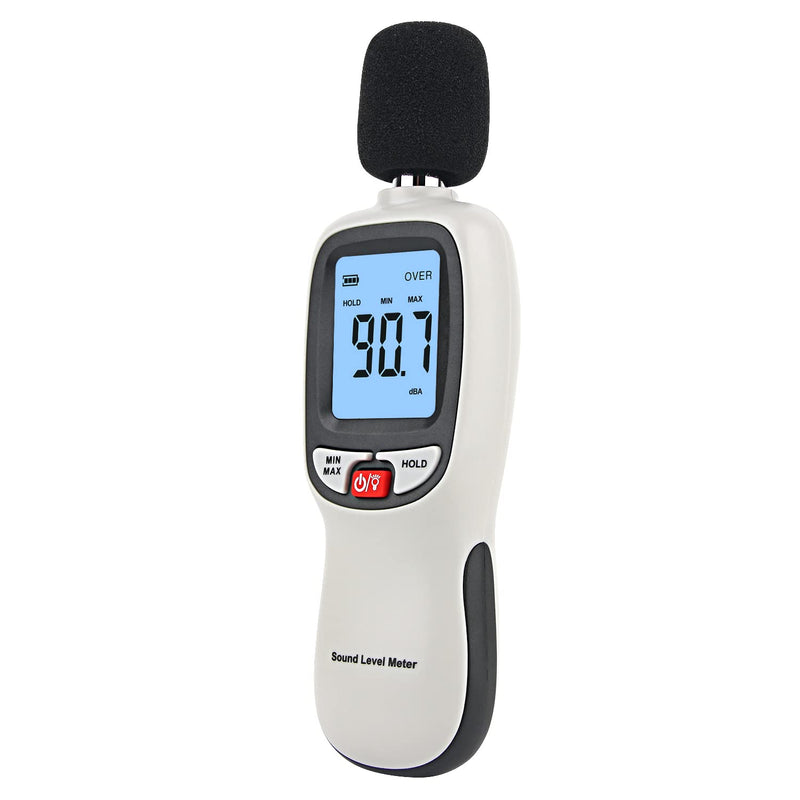 Decibel Meter, Portable SPL Meter (Sound Pressure Level Meter), Digital Noise Meter 30-130dB(A) db Meter, Noise Volume Measuring Instrument, Sound Monitoring Tester (Battery Included) Gray