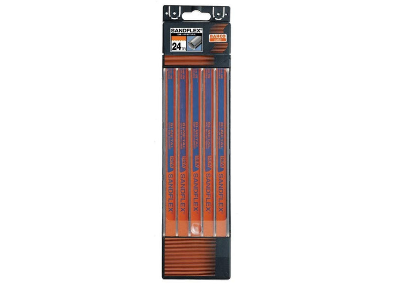 SnapOn 3906-300-24-5P Bahco 12-Inch Sand Flex Bi Metal Hand Hacksaw Blade, 5-Pack