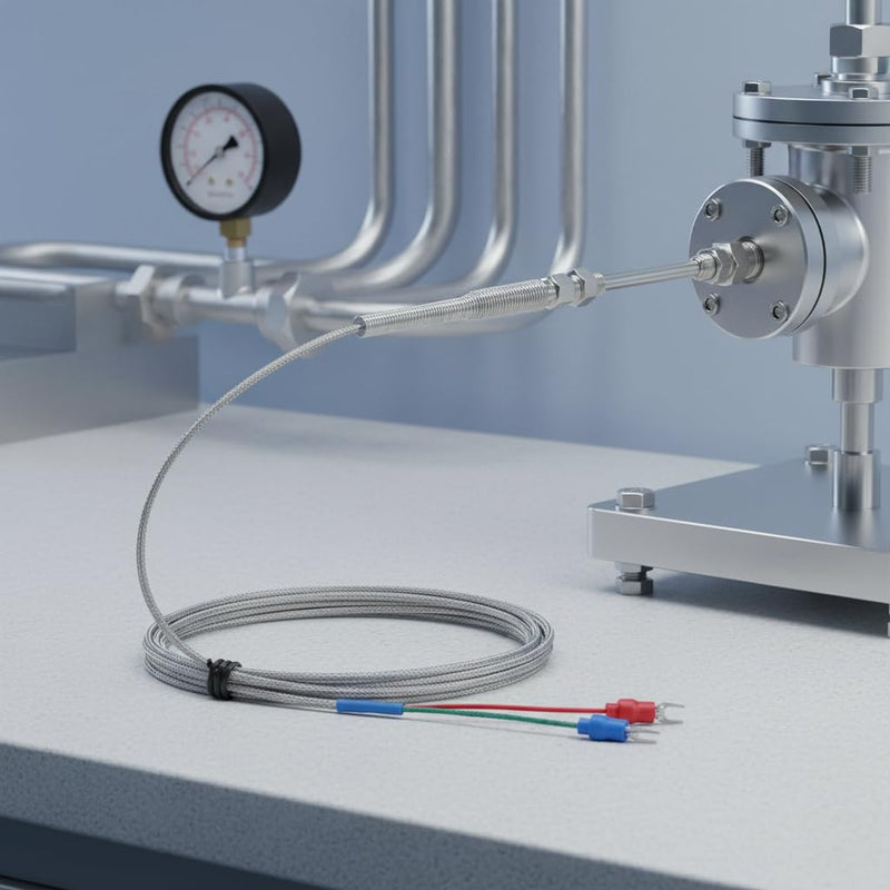K-Type Thermocouple Sensor, 0-600℃ A-Grade Probe, 100mm×5mm Stainless Steel with 2M/6.6Ft High-Temp Shielded Wire