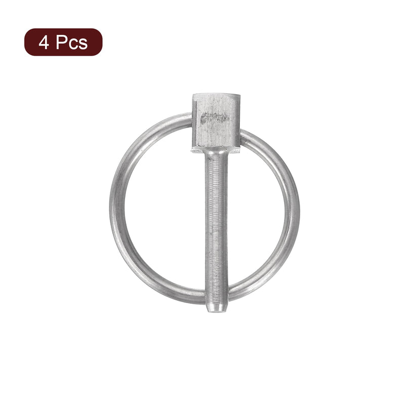 uxcell 4Pcs 1/8" x 3/4" Linch Pin with Ring, Stainless Steel Round Linch Pins for Boat Kayak Canoe, Trailer Trolley Trucks Mowers, Silver 1/8" x 3/4" 4