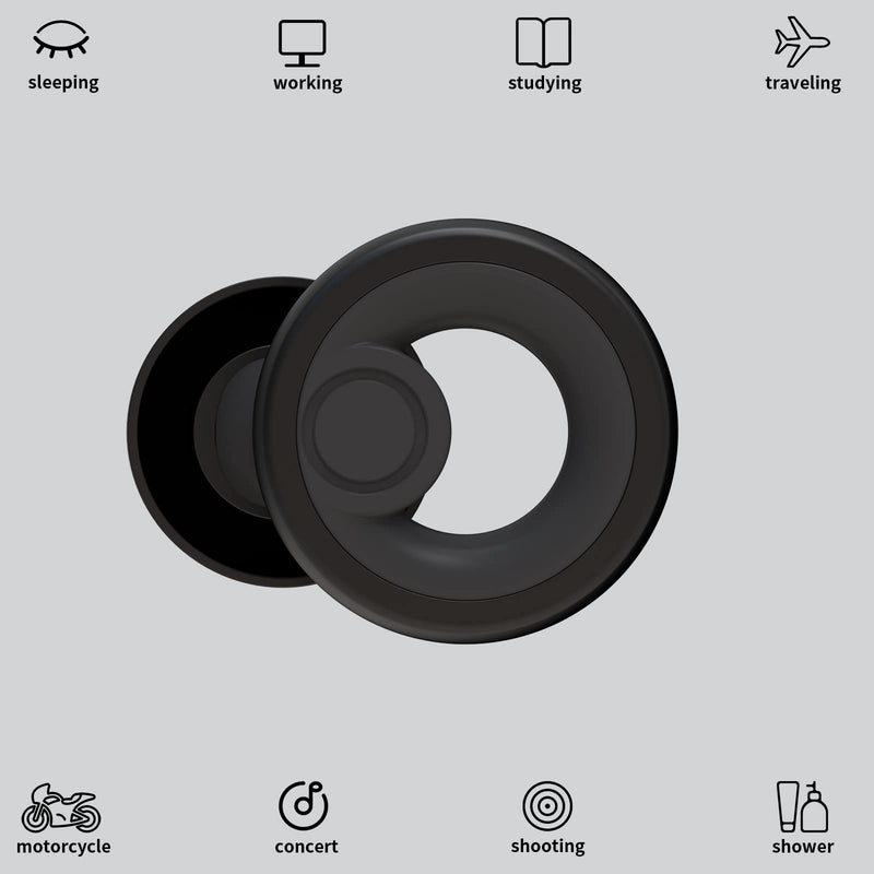 Ear Plugs for Noise Cancelling Ear Protection EarPlugs for Sleep,Concerts,Work,Study,8 Size Eartips with Small Box,Perfect -30dB Silicone Earplugs for Noise Reduction Dark Gray + Black