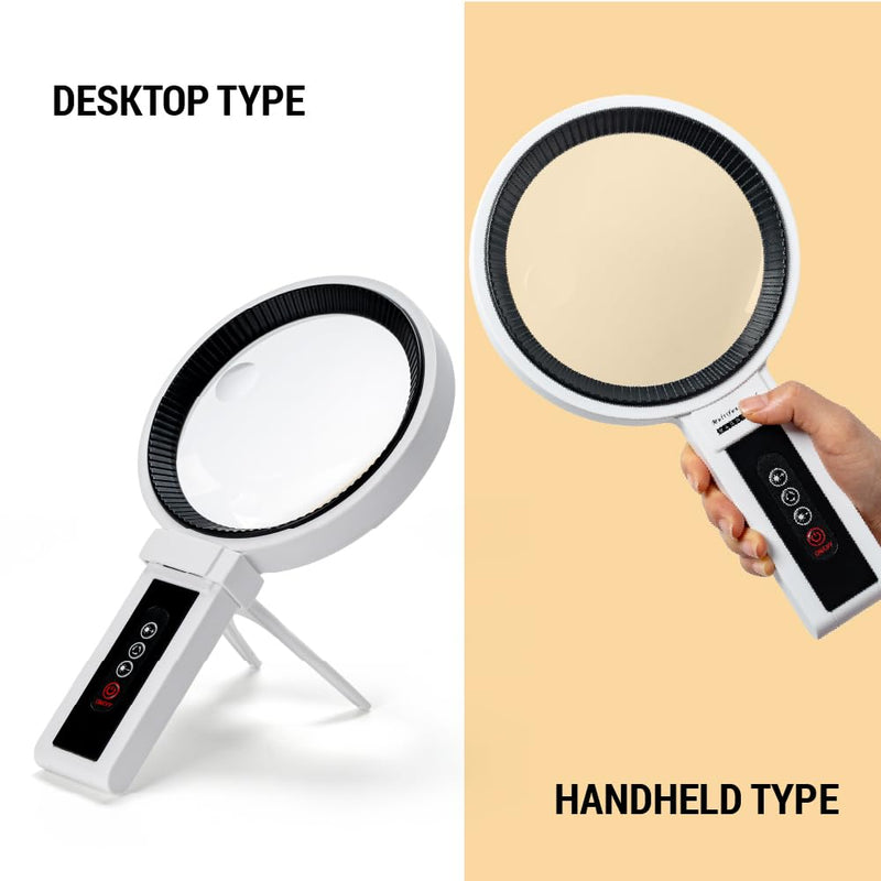Lighted Magnifier, 2.5X/4.5X Magnifying Glass with 48 LEDs, Adjustable Brightness, 2 Color Modes, Handheld & Desk Stand for Reading, Crafts & Close Work