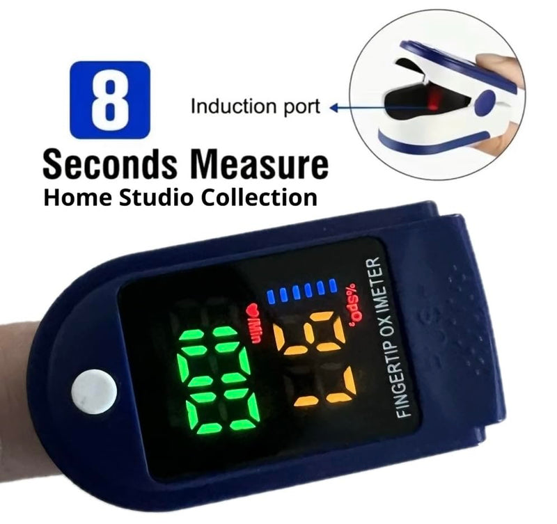 Finger Pulse Oximeter Larger Display Blood Oxygen Monitor with Batteries and Lanyard Included Fingertip Pulse Oximeter Color: Navy Blue