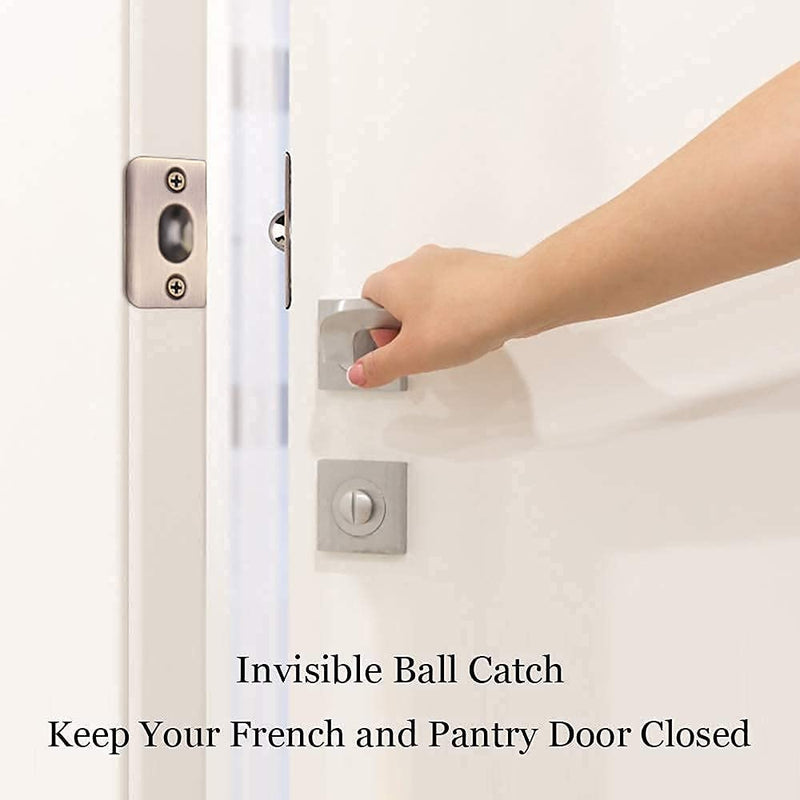 Ball Catch Door Hardware Jiayi 2 Pack Door Ball Catch Top of Door French Door Ball Catch Latch Adjustable Roller Ball Catch Drive in Ball Latch for Invisible Pantry Ball Bearing Latch Silver