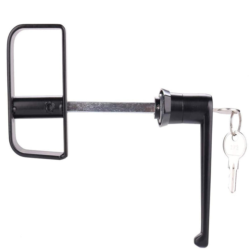 HauSun Shed Door Handle Lock Kit 4-1/2" L Handle with 2 Keys and 2 Screws, 4-1/2" Stem for Shed, Gate, Barn, Garage, Playhouse, Chicken Coop Door Lock and More, Black (L Handle)