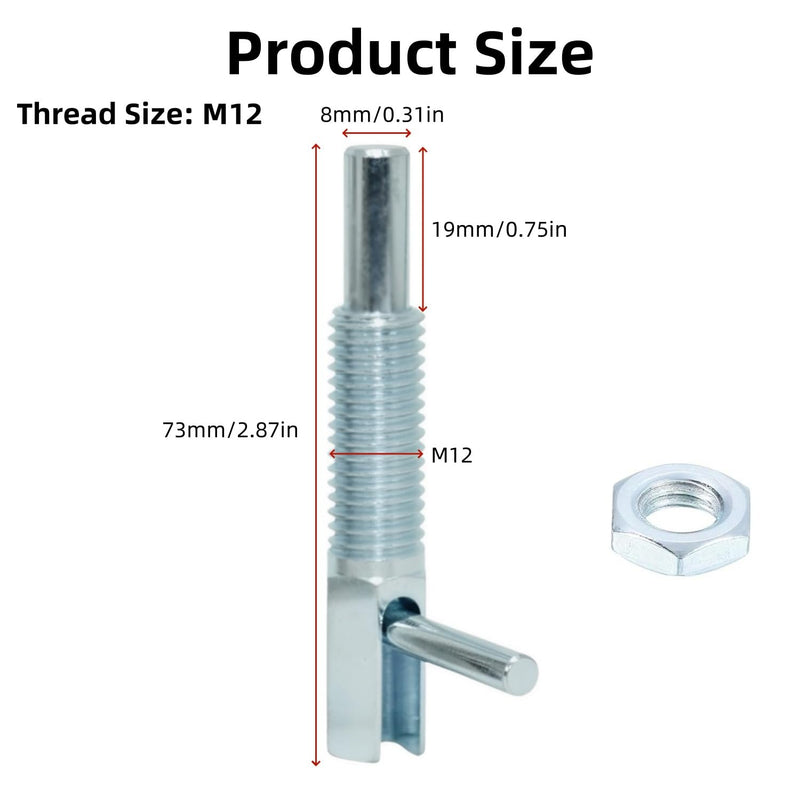 4 Pcs Retractable Indexing Plunger Pin, M12 Carbon Steel Spring Plunger Spring Loaded Latch Telescopic Locking Pin L-Shaped Positioning Pin with Nut for Industrial Equipment 4