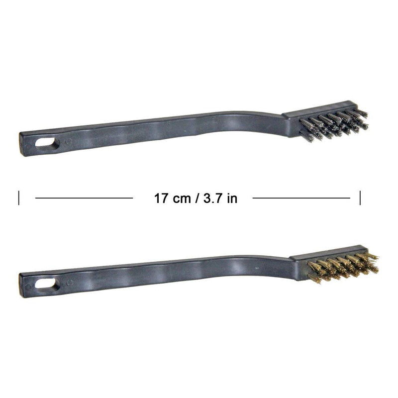 9PCS Mini Brass Brushes Set, Curved Handle Scratch Wire Toothbrush, Cleaning Welding Slag and Rust 9Pcs Mini Brass Brushes
