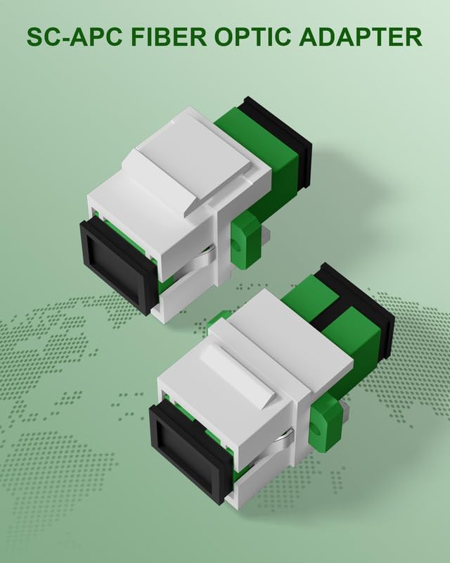 2Pack SC Fiber Optic Coupler Singlemode Keystone Jack for Patch Panels and Wall Plates Fiber Optic Cable Adapter (Grass Green，Angled Physical Contact) SC/APC/Singlemode 2pack