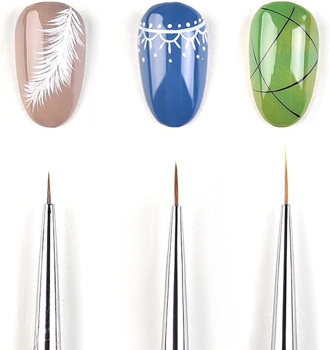 KADS Nail Liner Brushes 3pcs Set Ultra Fine Liner Brush 5.5mm 6mm 8mm Gel Nail Brush Nail Brush Painting Nail Art Tools - NewNest Australia