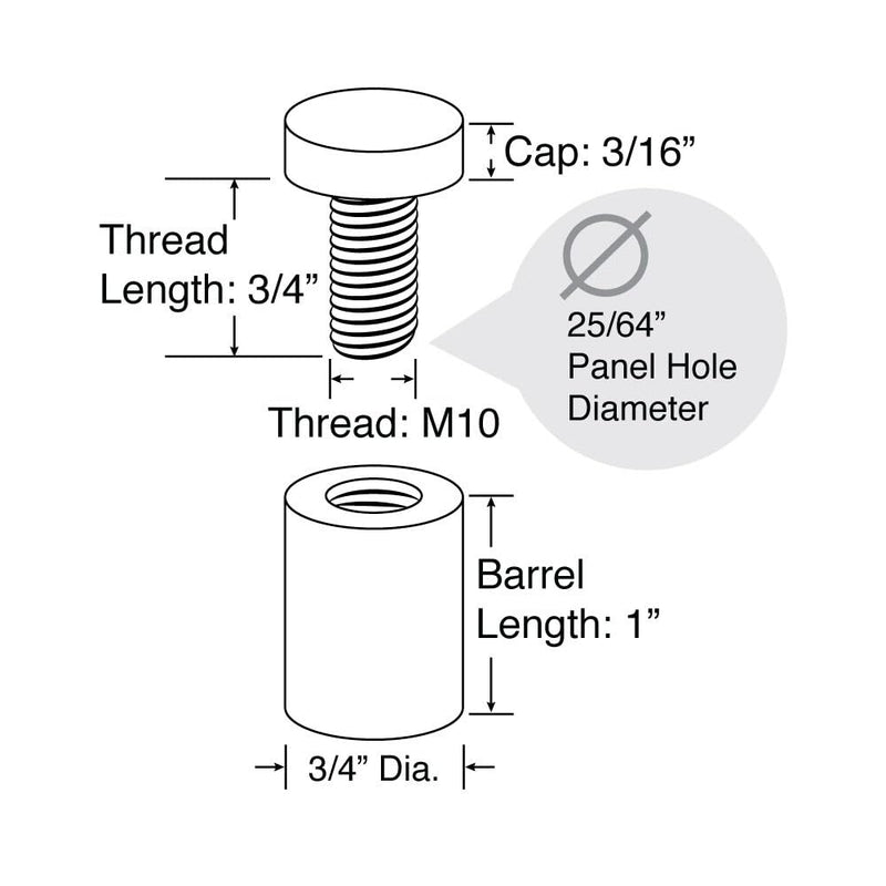 Stainless Steel Standoff 3/4 Inch Diameter x 1 Inch Barrel Length Brushed Finish for PVC, Glass and Acrylic Sign Stand Off Wall Anchors and Screws 20 Piece Store/Restaurant Pack 20 Piece Pack
